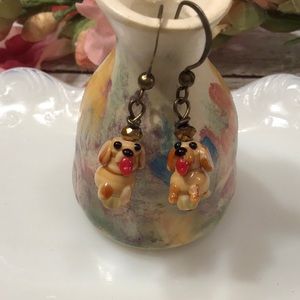 Glass-Blown Dog Earrings
